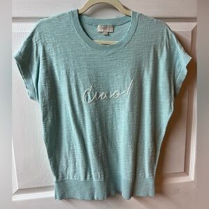 LOFT Aqua 'Ciao!' Short Sleeve Top
